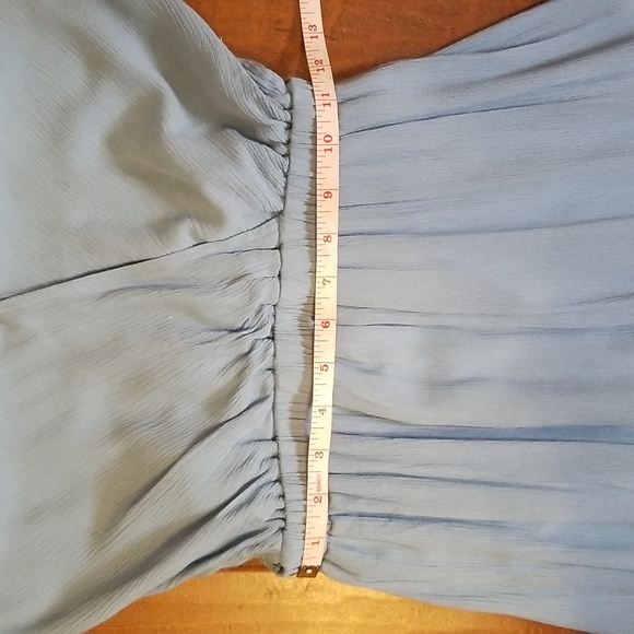 Lulus Womens Lost In Paradise Maxi V Neck Flowy Formal Dress Slate Blue - Picture 12 of 16